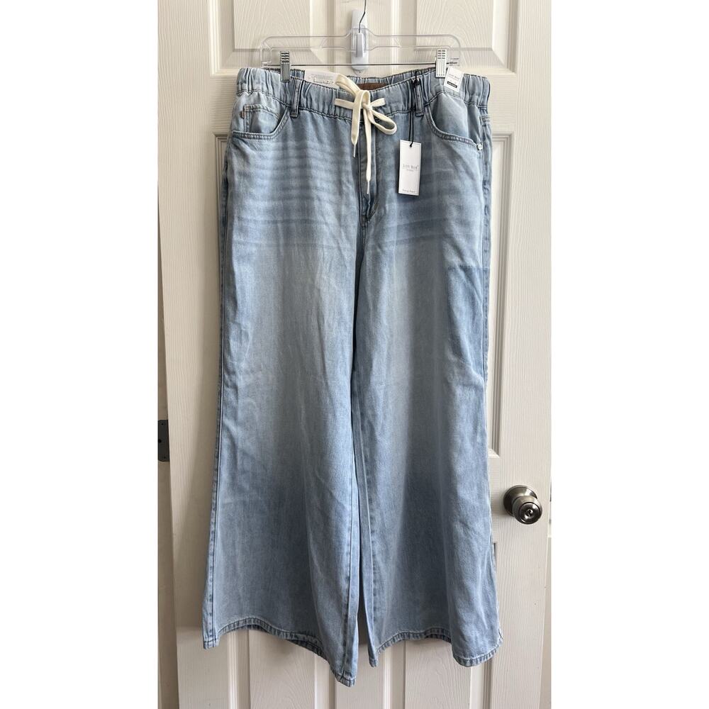 JUDY BLUE Light Palazzo Fit High Waist Featherweight Drawstring Jeans 14W NWT - Picture 2 of 16